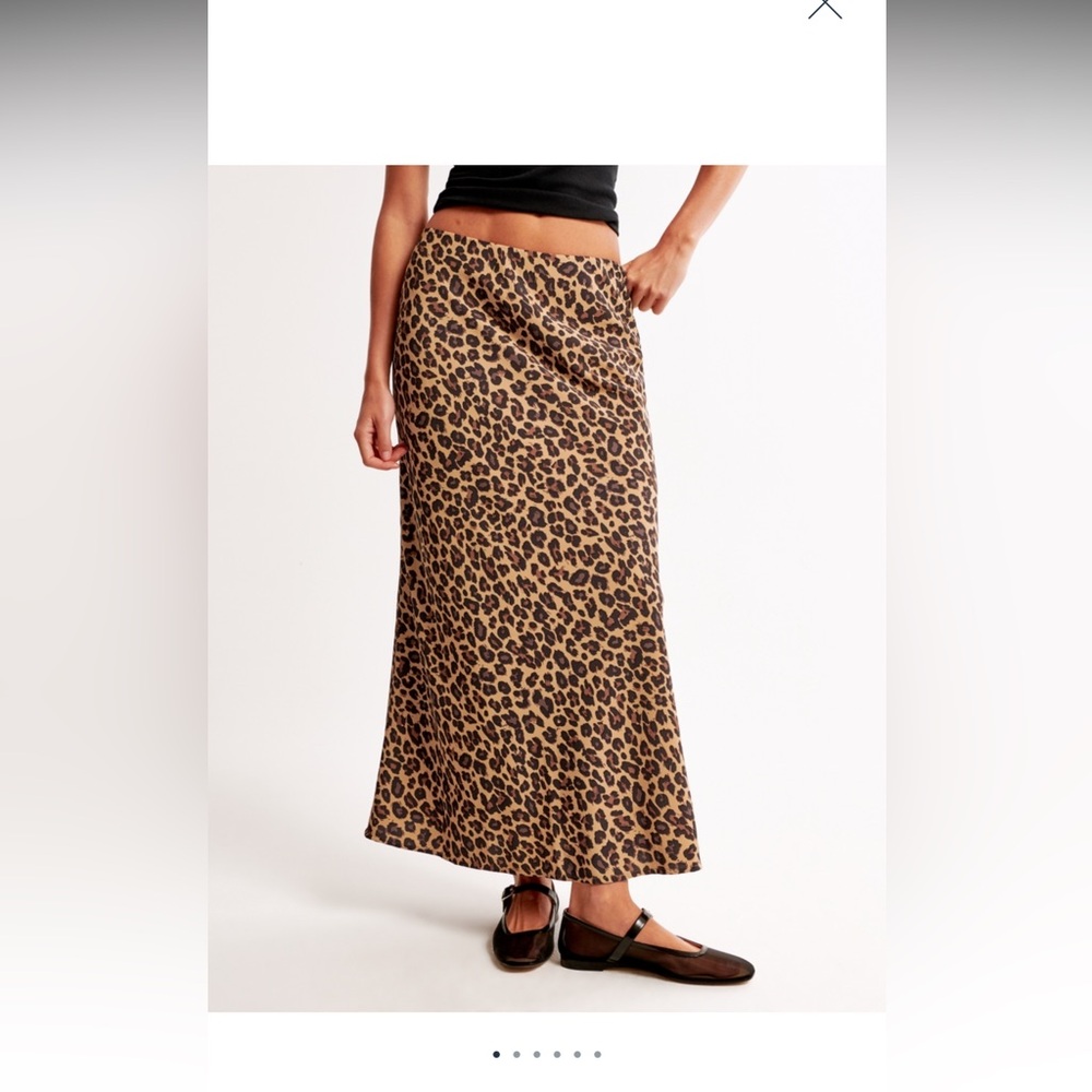 Abercrombie and Fitch mid rise pattern leopard maxi skirt size small petite